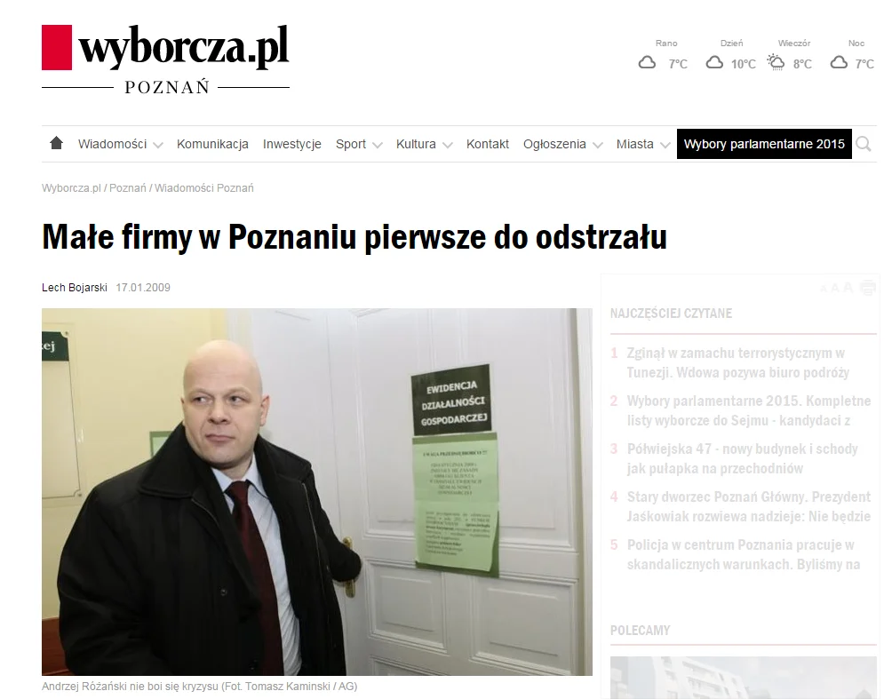 Wywiad do Gazety Wyborczej w momencie rejestracji firmy Rejestracja ARBIZ w urzedzie