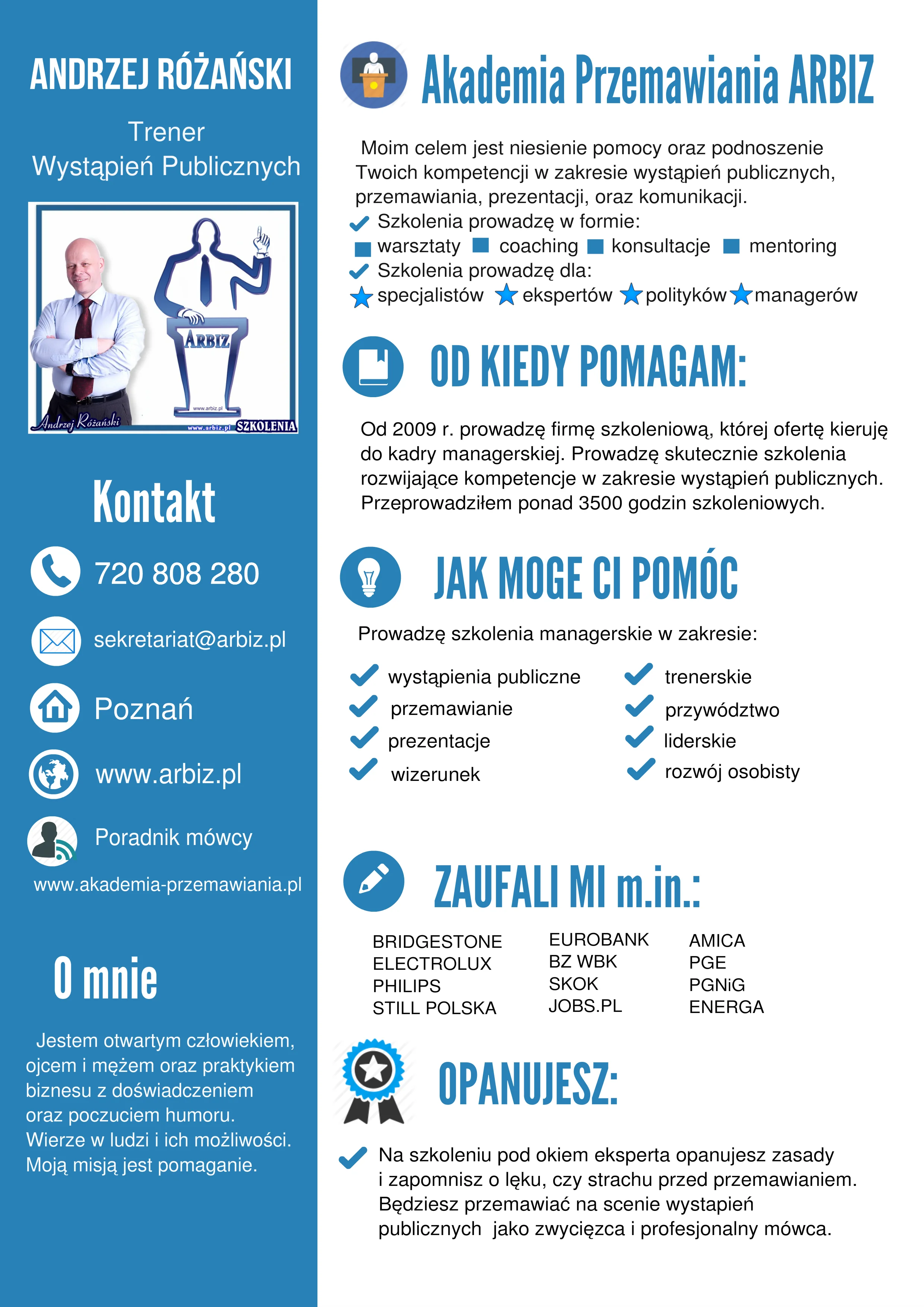Andrzej Różański Trener wystąpień publicznych - Szkolenia wystąpienia publiczne, prezentacje